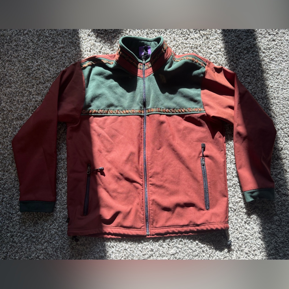 Copper River Fleece Men's Rust and Green Jacket Size XL